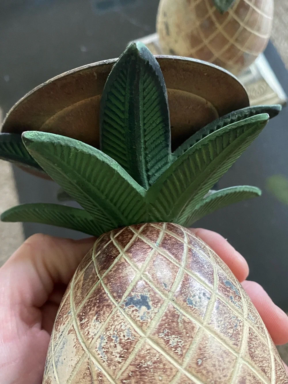 Vtg Metal Pineapple Pillar Candle Holders Set of 2 Bed Bath & Beyond 6.75”
